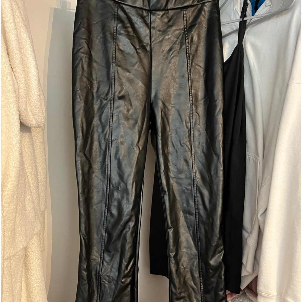 leather flare pants with slits🖤